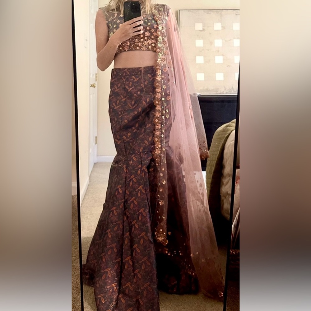 Embellished Purple and Gold Lehenga - Picture 5 of 6